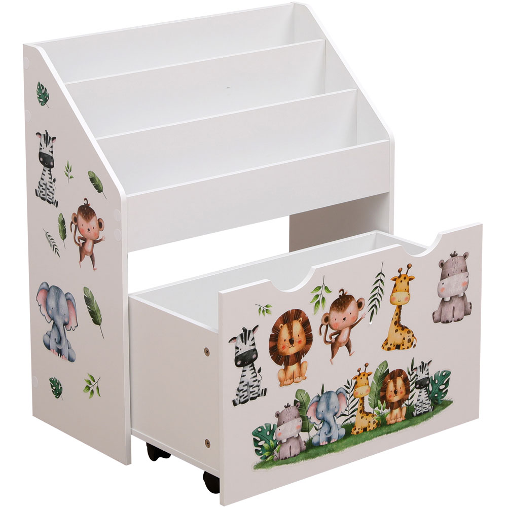 FurnitureHMD Single Drawer 3 Shelf White Kids Bookshelf Image 2