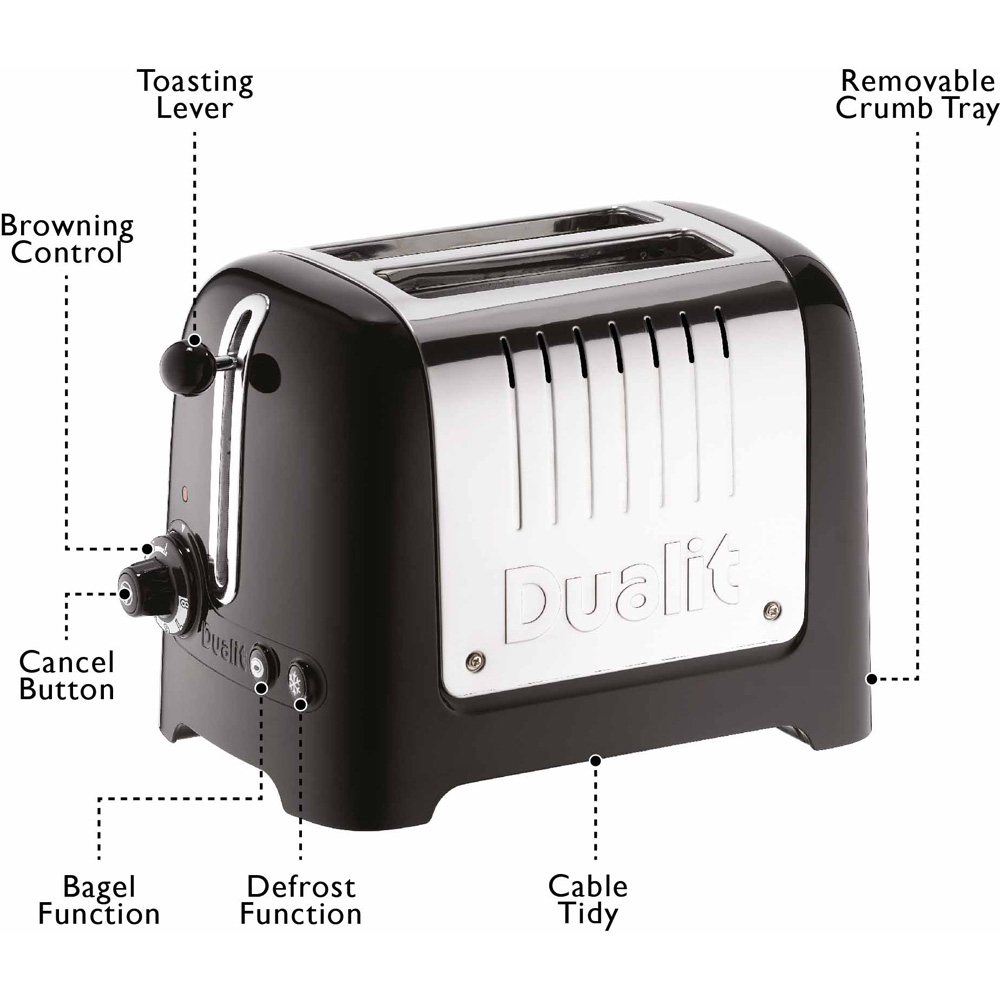 Dualit Lite DA2625 Black 2 Slice Toaster Image 5
