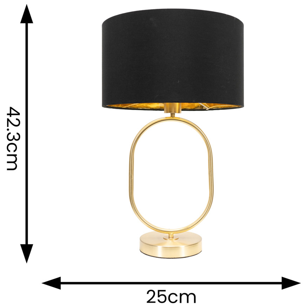 ValueLights Antonia Black with Gold Inner Drum Shade Brushed Gold Oval LED Table Lamp Image 4