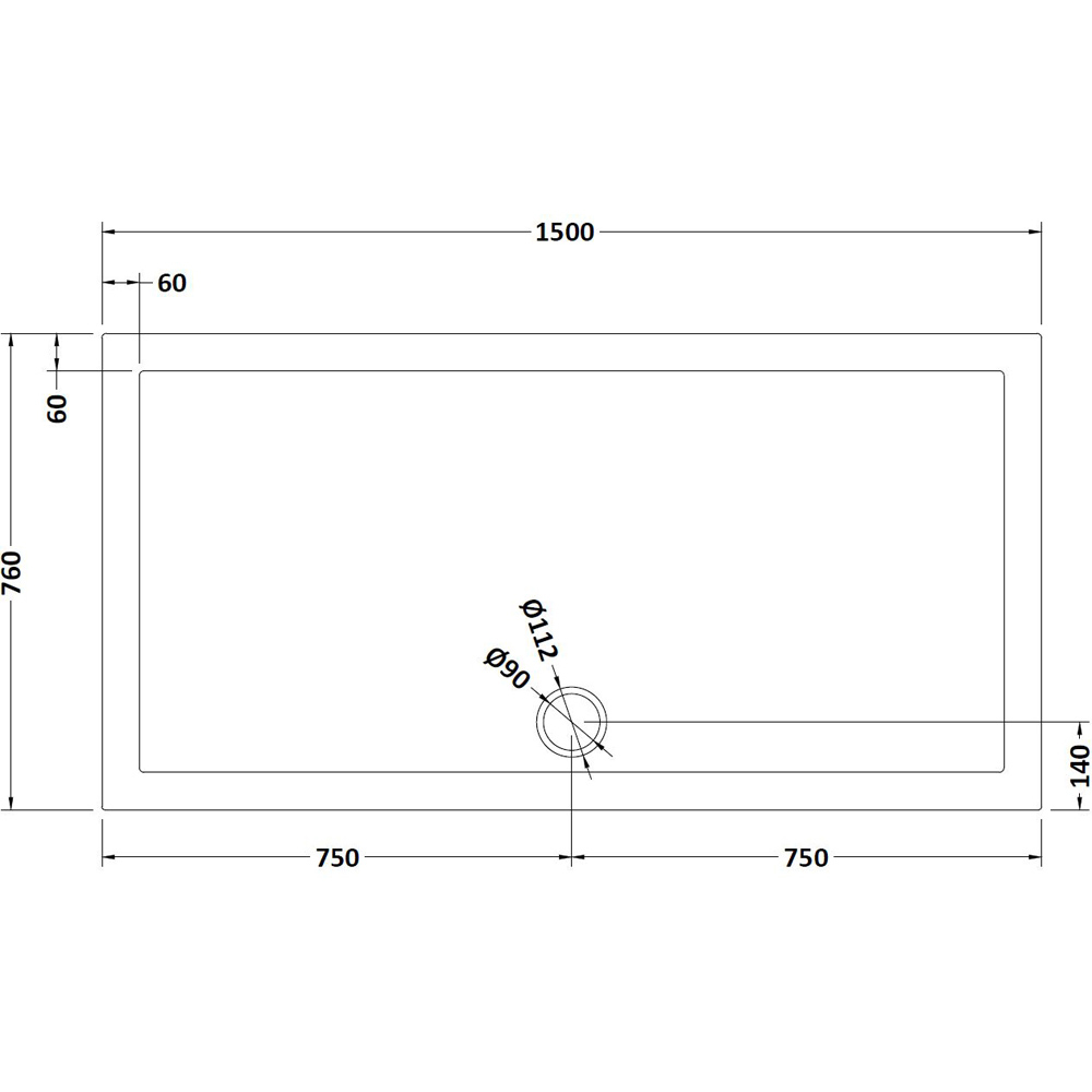 nuie Slate Grey Rectangular Shower Tray 1500 x 760mm Image 2