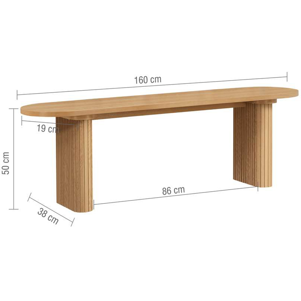 Birlea Axel 4 Seater Oval Fluted Dining Bench Set Oak and Grey Image 8