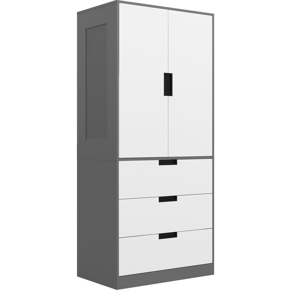Portland 2 Door 3 Drawer Grey Wardrobe Image 2