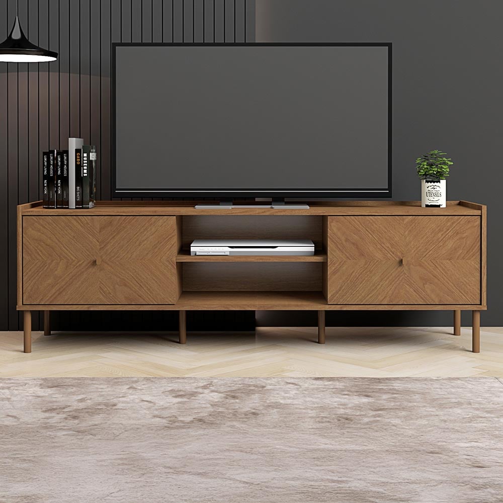 Kudl Summer 2 Door 2 Shelf Light Oak TV Cabinet Image 1