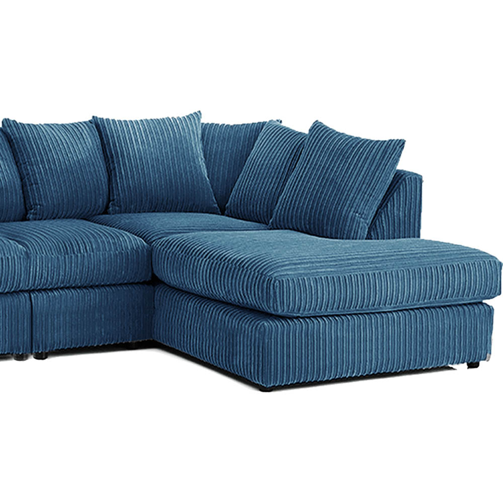 Luxor 4 Seater Marine Blue Jumbo Cord Right Hand Facing Scatter Back L Shaped Corner Sofa Set Image 3