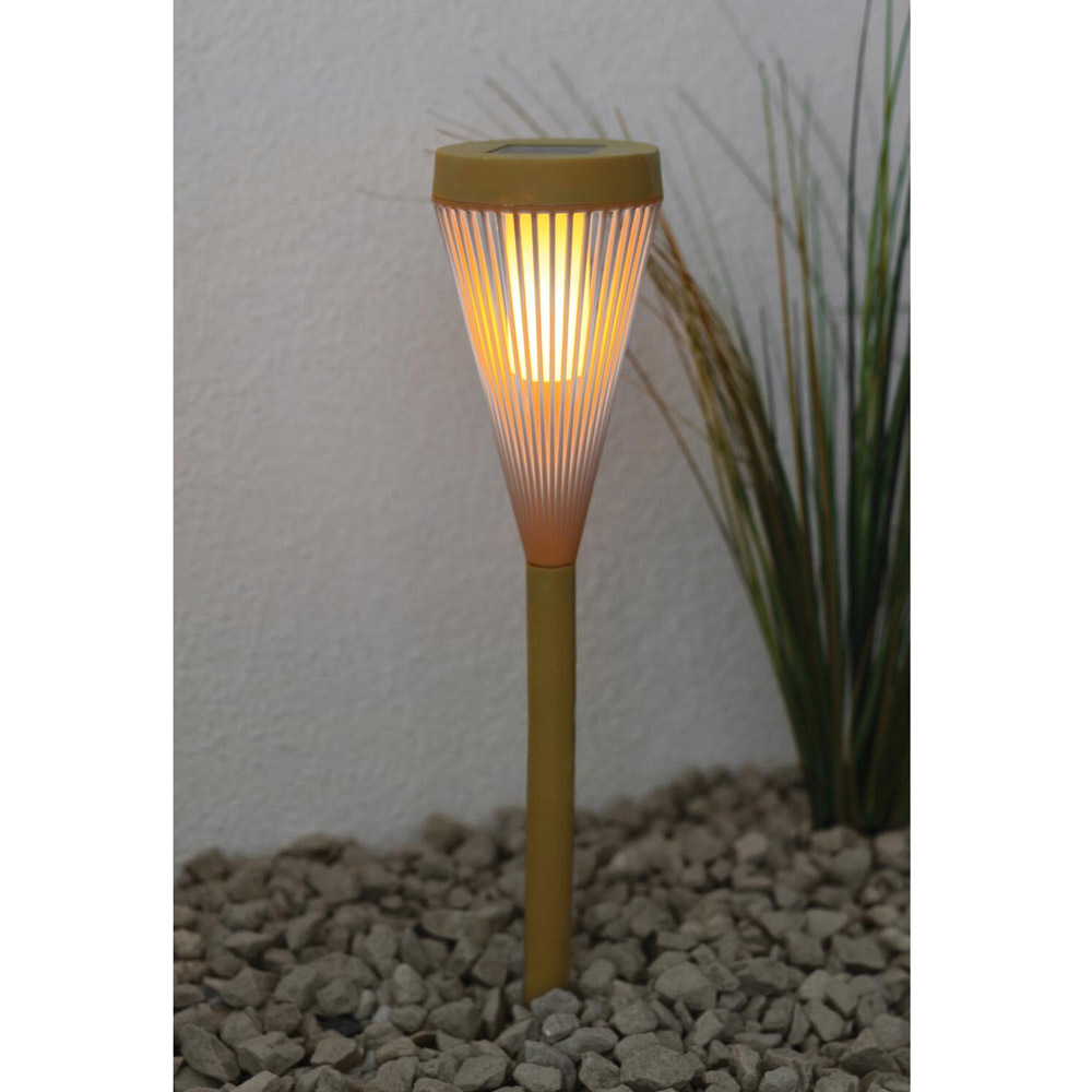 Solar Rattan Effect Single Stake Light - Natural Image 3