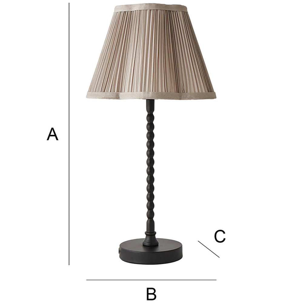 ValueLights Maeve Light Grey Pleated Faux Silk Scallop Shade Black Bobbin LED Table Lamp Image 7