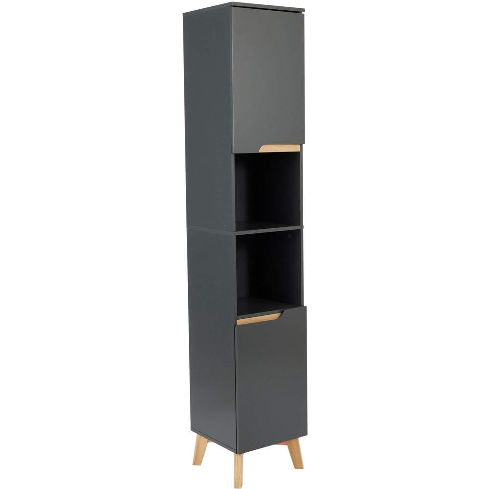 Home Source Florence 2 Door Grey Tall Bathroom Storage Unit Image 2