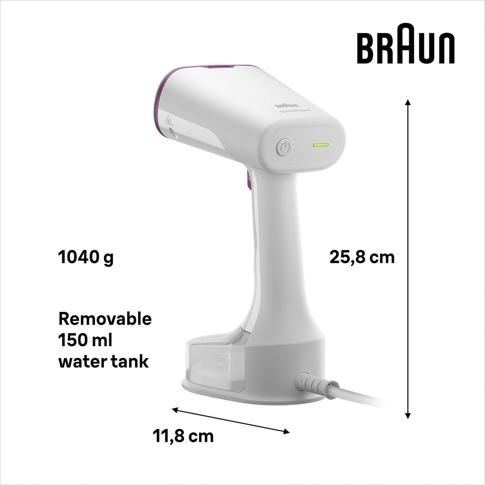 Braun BN5011 Quickstyle 5 White and Purple Garment Steamer 1200W Image 9
