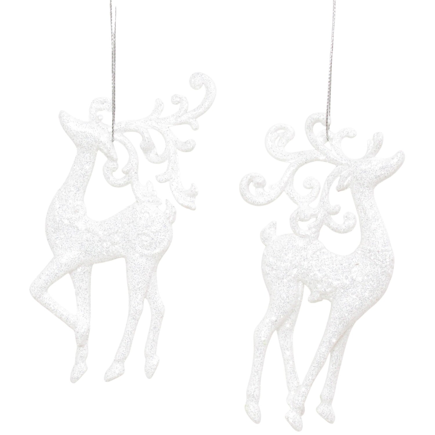 White Glitter Reindeer Hanging Decoration Image 2