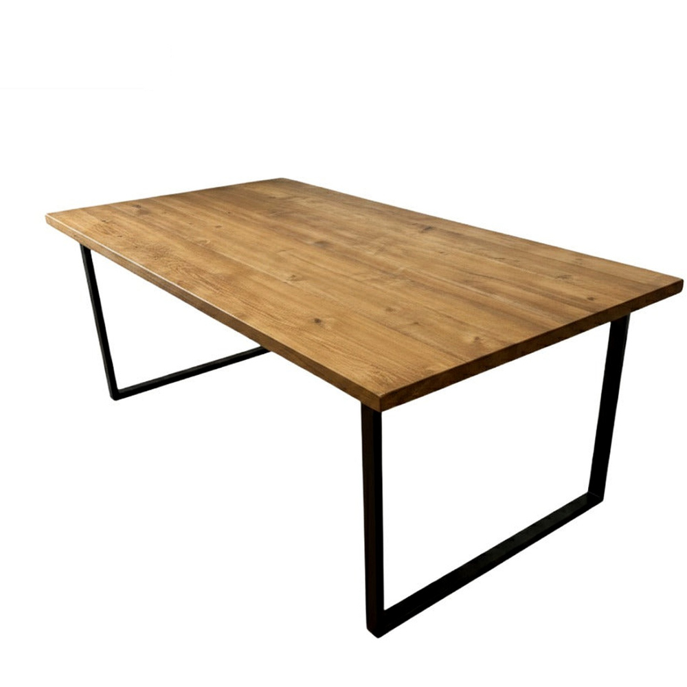 Homebase Mid Oak Brown 4 Seater Sleek and Slender Reclaimed Dining Table 80 x 120cm Image 2