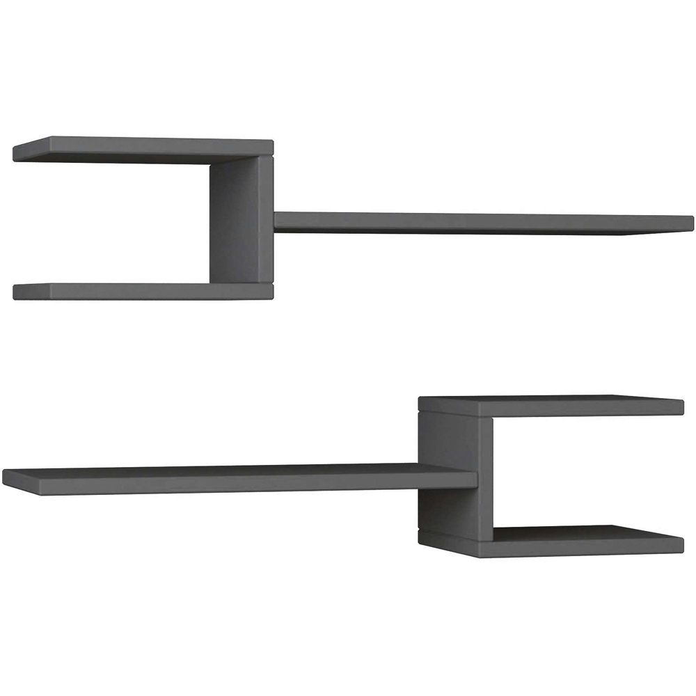 Decortie Fork Anthracite Wall Mounted Floating Shelf Set Image 2