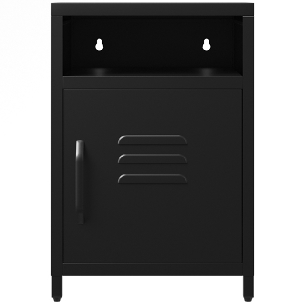 LPD Home Dillon Single Door Single Shelf Black Bedside Cabinet Image 2