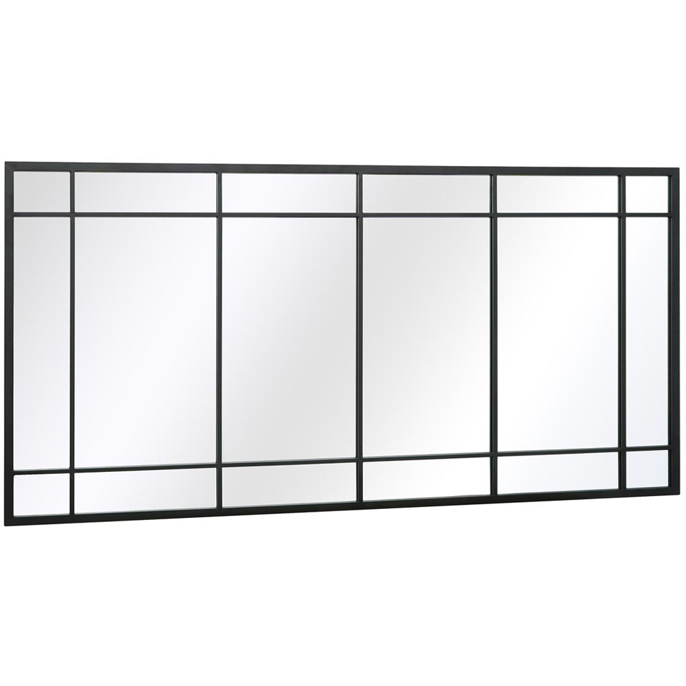 MirrorOutlet The Tabula Black Metal Window Outdoor Garden Wall Mirror 160 x 80cm Image 3