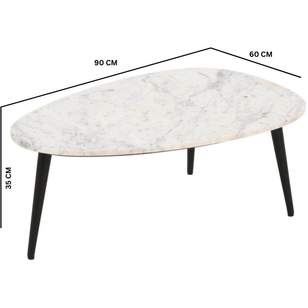 Brooklyn Opal White Marble Top Coffee Table Image 7