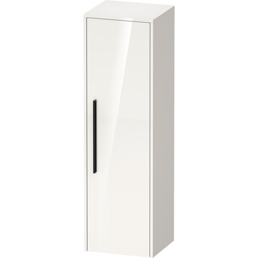 Duravit D-Code Single Right Door Gloss White Semi-Tall Cabinet with Black Handle 1320 x 400mm Image 2