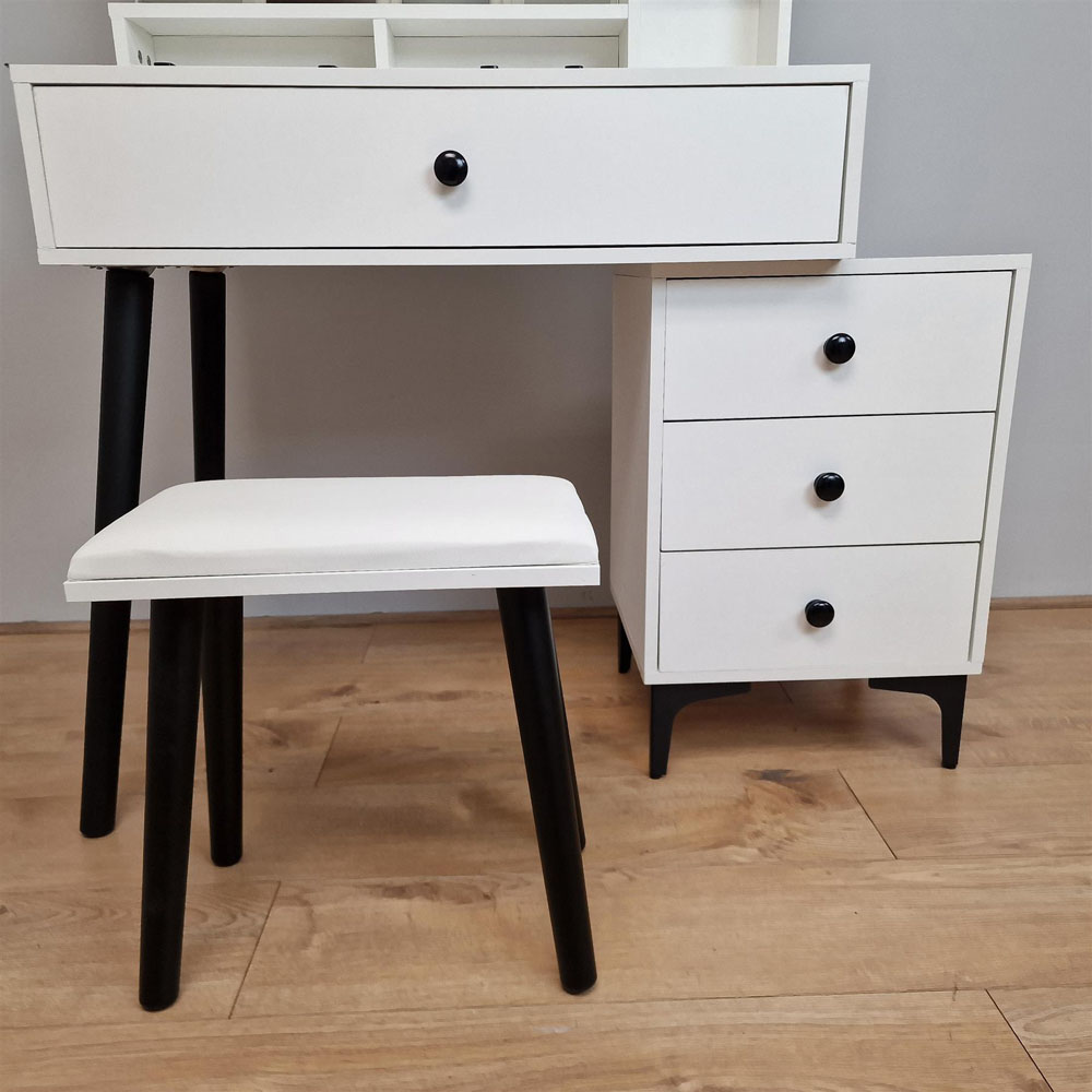 Kosy Koala 4 Drawer White LED Mirror Dressing Table with Stool Image 3