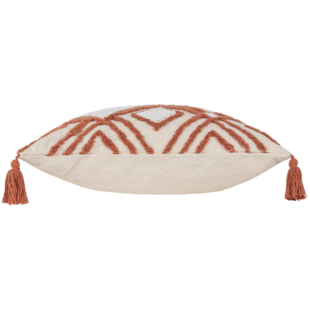 furn. Aquene Natural and Brick Tufted Tasselled Cushion Image 4