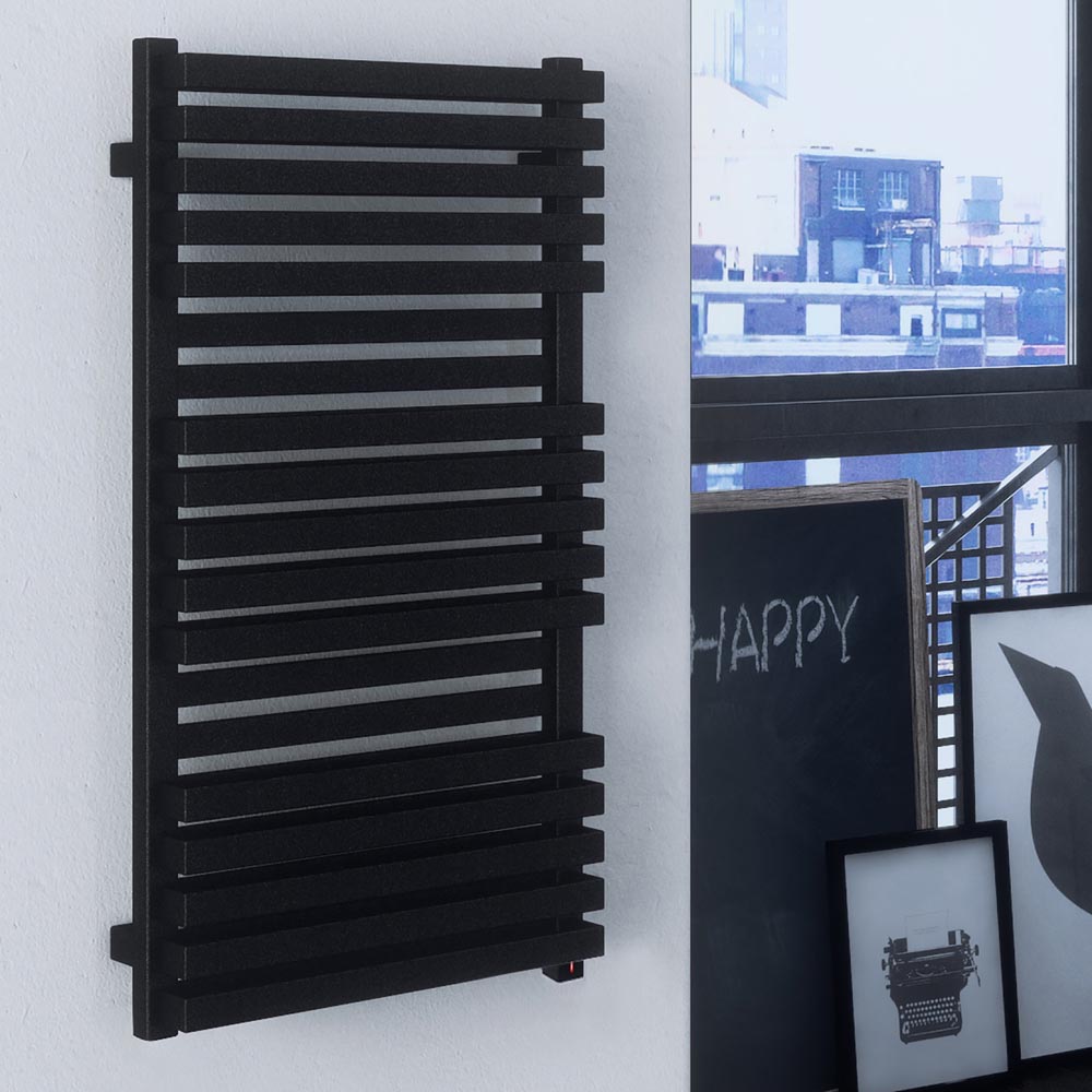 Terma Quadrus Bold One 2046BTU Metallic Black Electric Towel Rail 870 x 450mm Image 2
