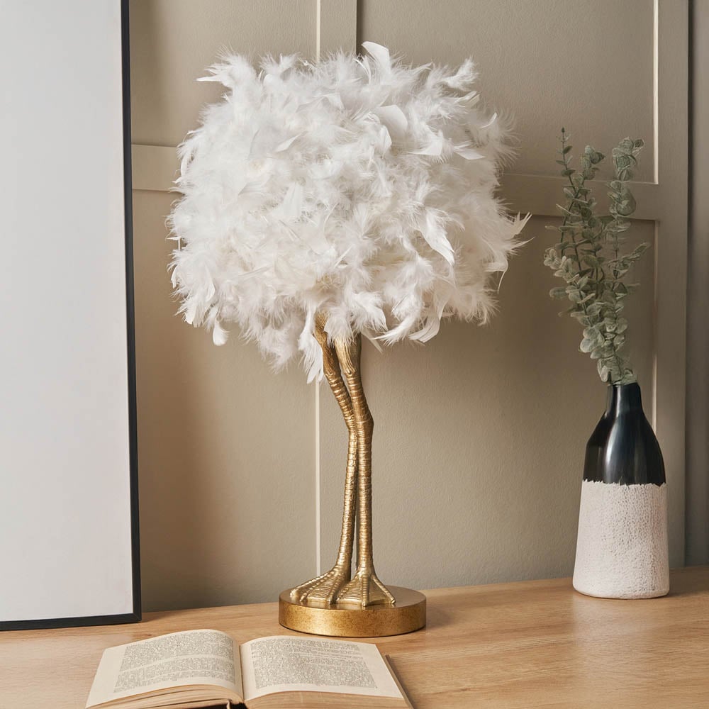 Ozzy Ostrich Legs Feather Table Lamp Image 2