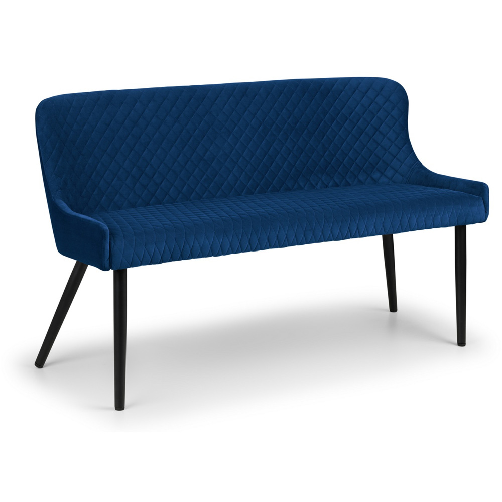 Julian Bowen Luxe 2 Seater Blue High Back Dining Bench Image 2