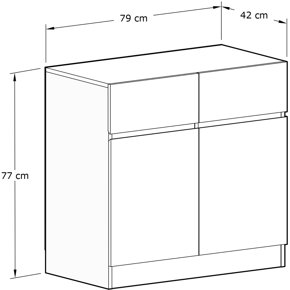 GFW Catania 2 Door 2 Drawer Royal Walnut Compact Sideboard Image 7