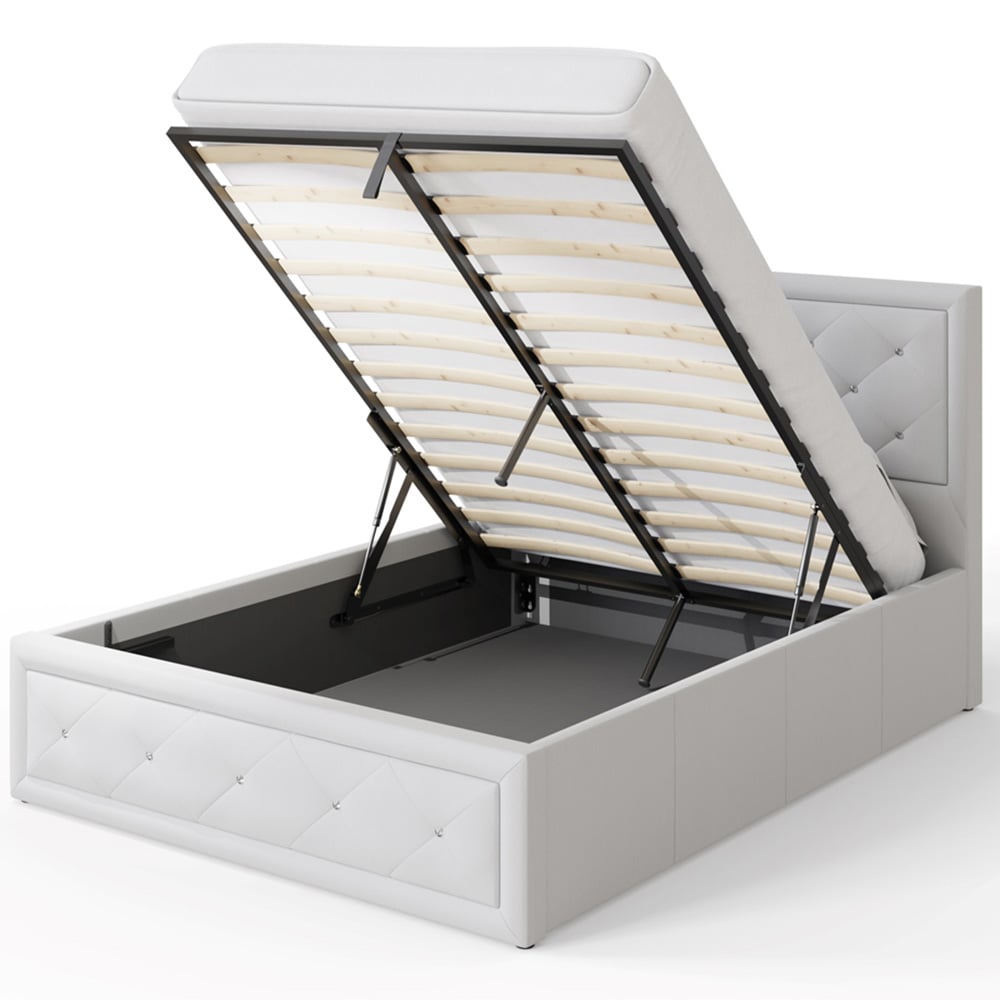 GFW Hollywood King Size White Gas End Lift Ottoman Bed with Buttoned Headboard Image 7