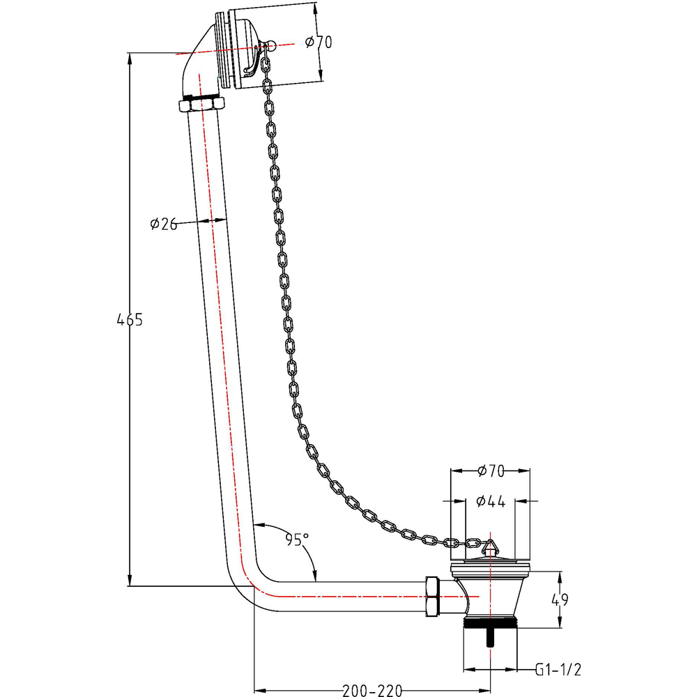 nuie Classic Exposed Bath Waste Image 2