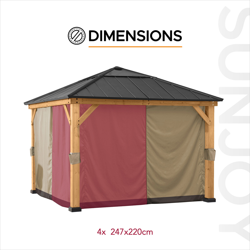 Sunjoy 2.7 x 2.7m Khaki Accessory Curtain for Cedar Wood Gazebo (Gazebo Not Include) Image 4