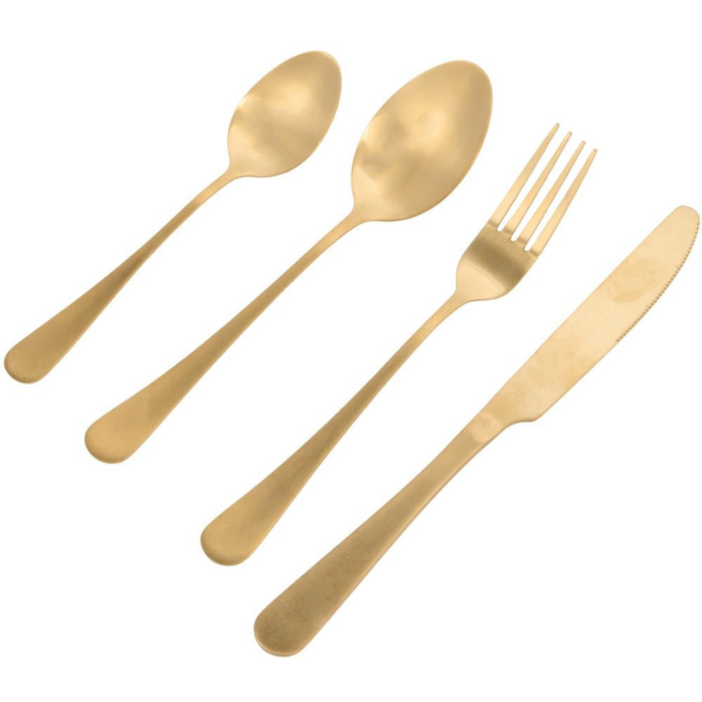 16 Piece Stainless Steel Matt Finish Cutlery Set Gold Image 2