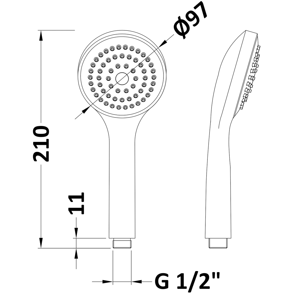 nuie Easy-Clean Chrome Round Handset Image 2