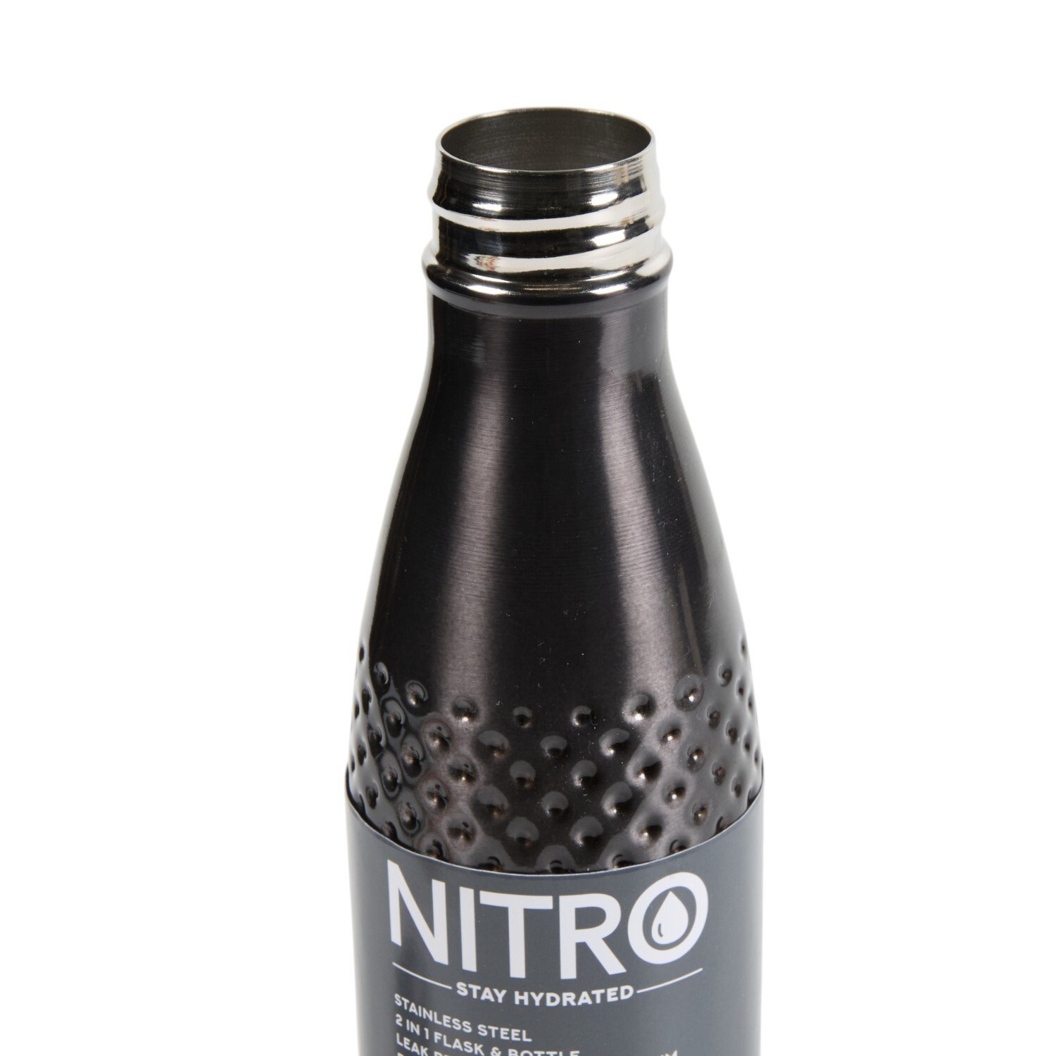 Nitro Metallic Stainless Steel Vacuum Water Bottle Black Image 4