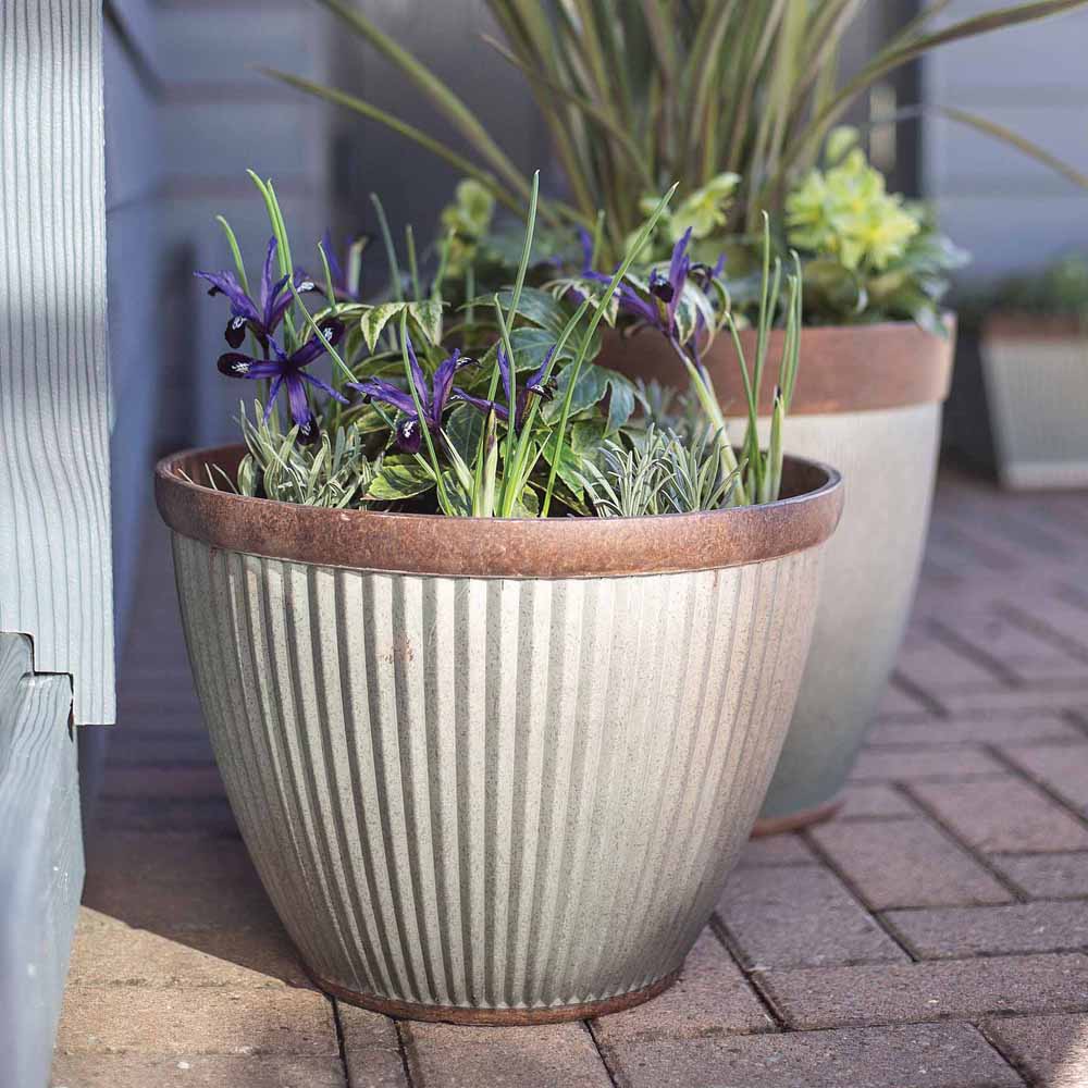 Plant Avenue Irondale Silver Bowl Plant Pot 38cm Image 5