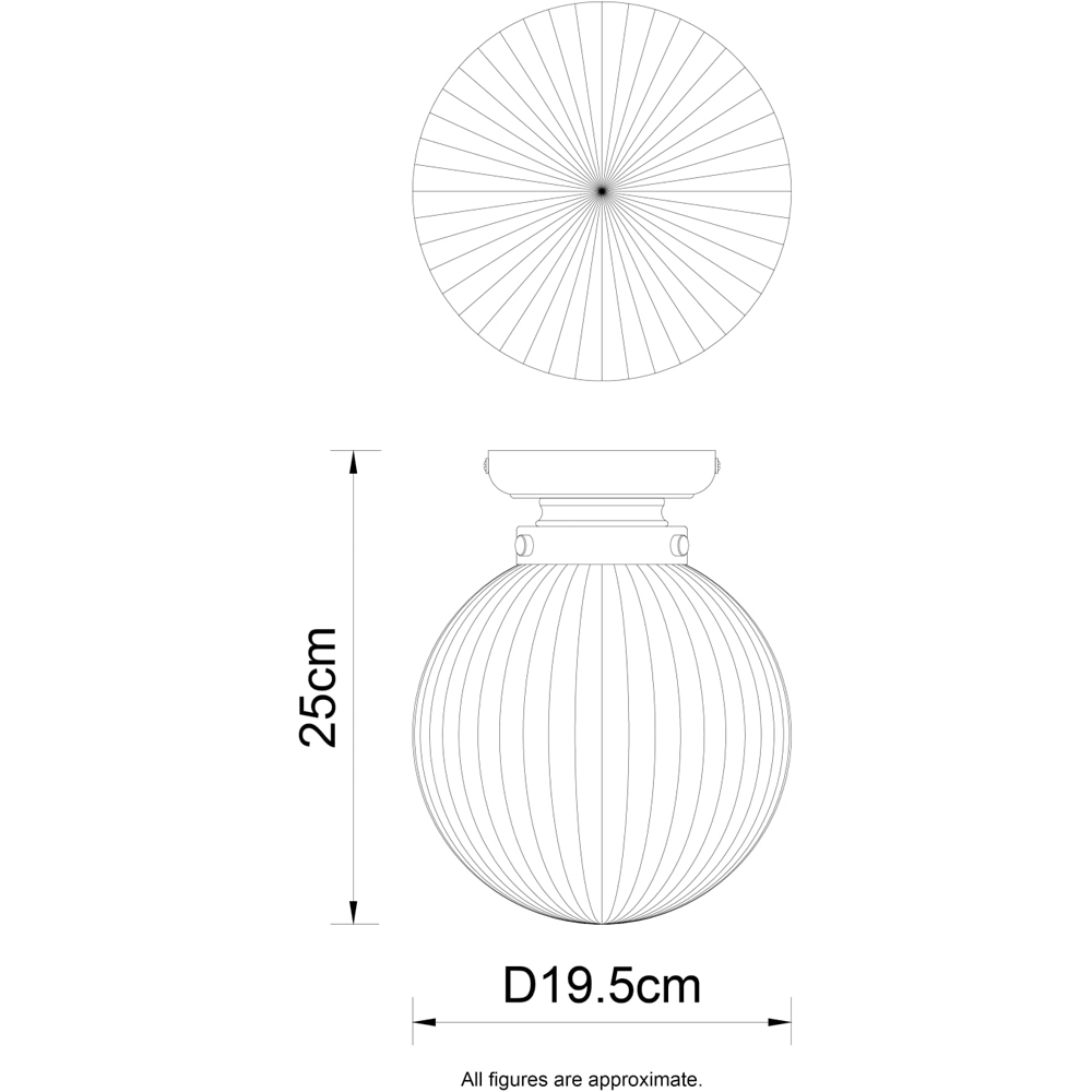 Cosylyte Finley Chrome Ribbed Glass Ceiling Light Image 7
