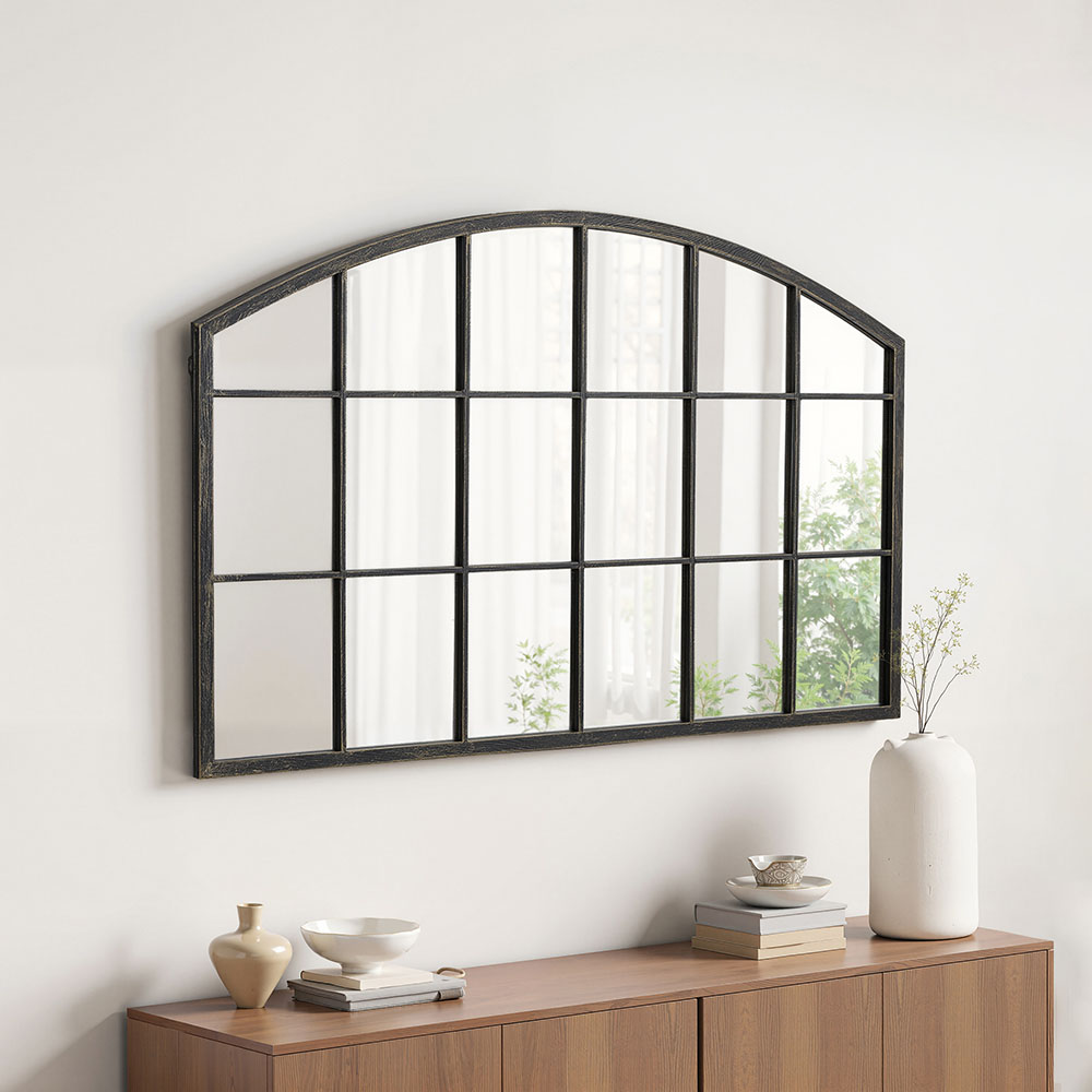Living and Home Bronze Arched Wall Mirror with Metal Frame Image 2