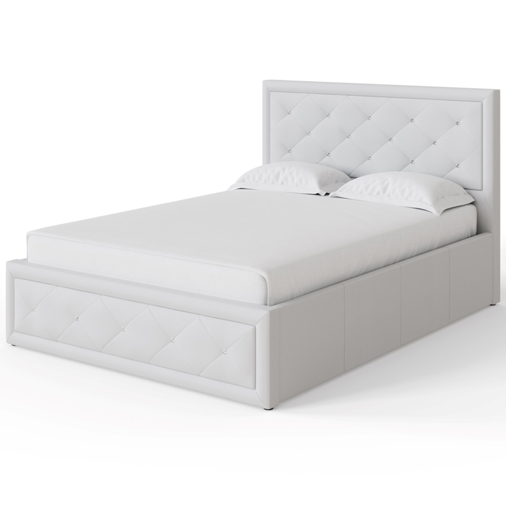 GFW Hollywood Double White Gas End Lift Ottoman Bed with Buttoned Headboard Image 6