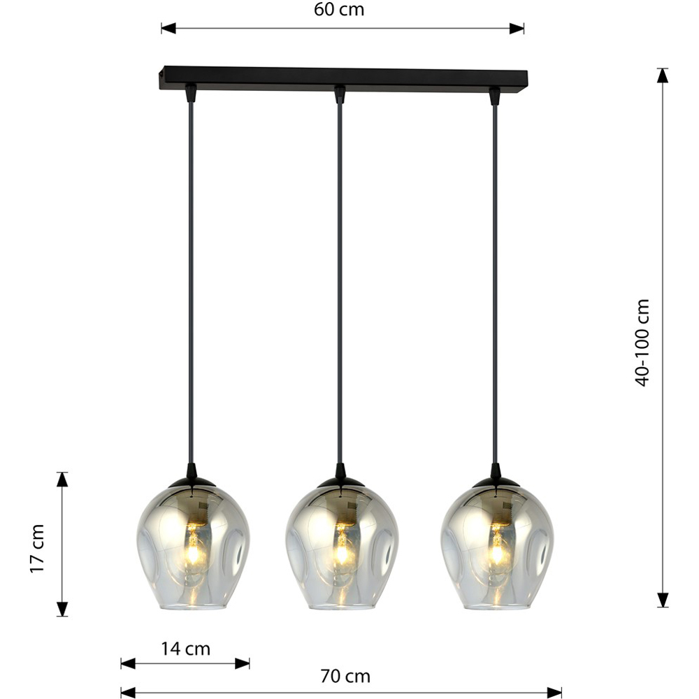 Emibig Istar 3 Light Graphite Shade Black E27 Ceiling Pendant Light Image 9