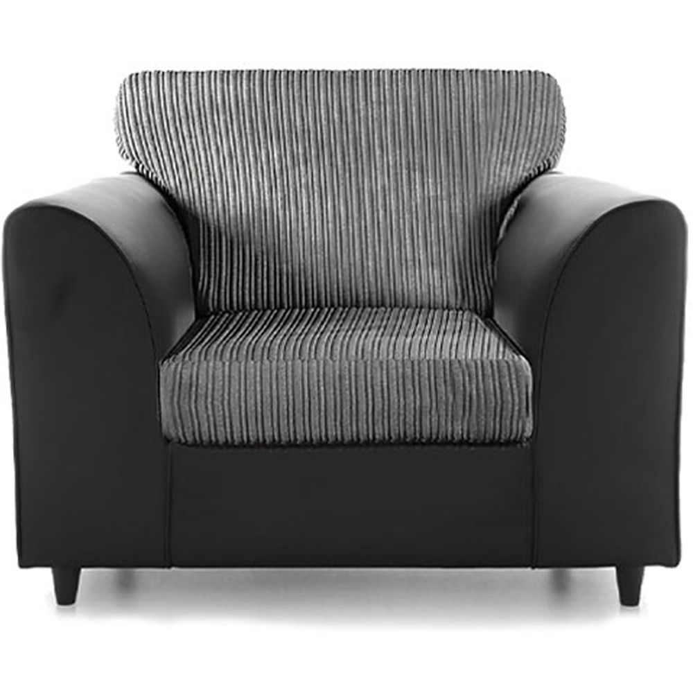 Luxor 4 Seater Black and Grey Jumbo Cord Scatter Back Sofa Suite Image 4