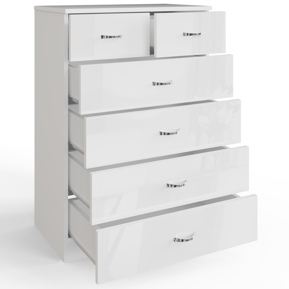 FWStyle Chilton 6 Drawer White Gloss Chest of Drawers Image 3