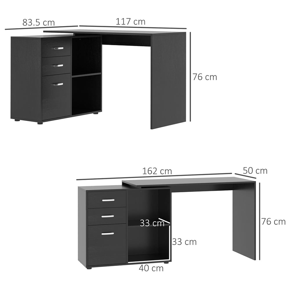Portland Rotating Office Desk Black Image 6