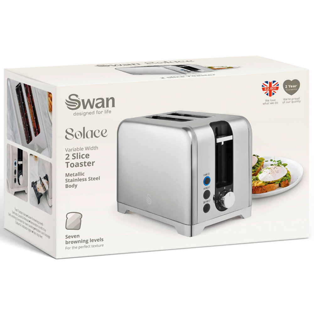 Swan Solace Silver 2 Slice Toaster Image 2