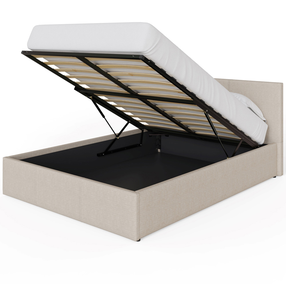 GFW Double Natural Hopsack Fabric End Lift Ottoman Bed with Memory Pocket Spring Mattress Image 4