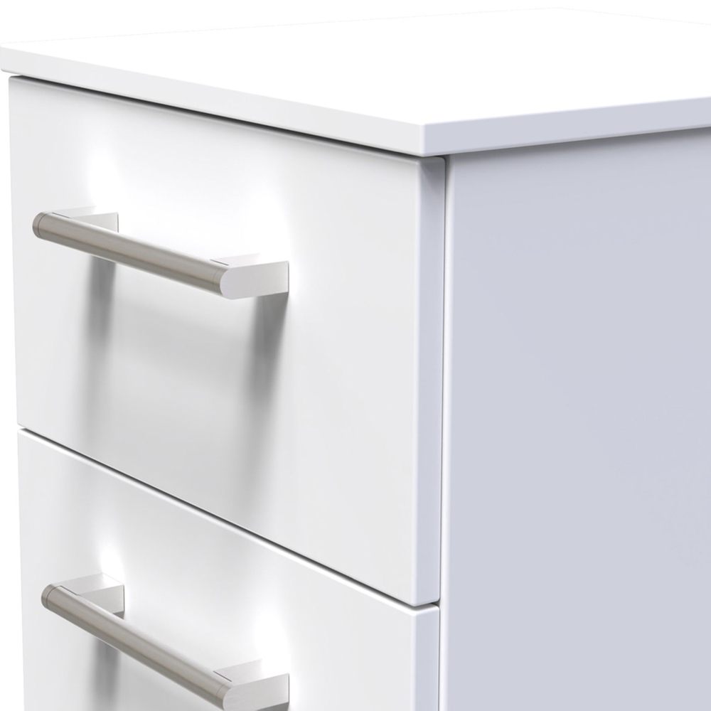 Crowndale Devon 3 Drawer White Matt Bedside Table Image 5