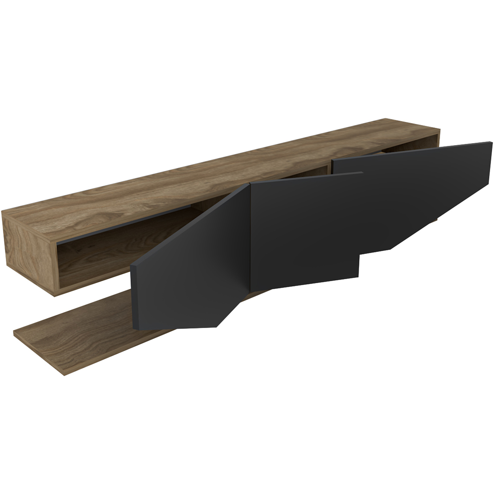 Decorotika Pearl 3 Door 2 Shelf Black and Oud Modern TV Unit Image 3