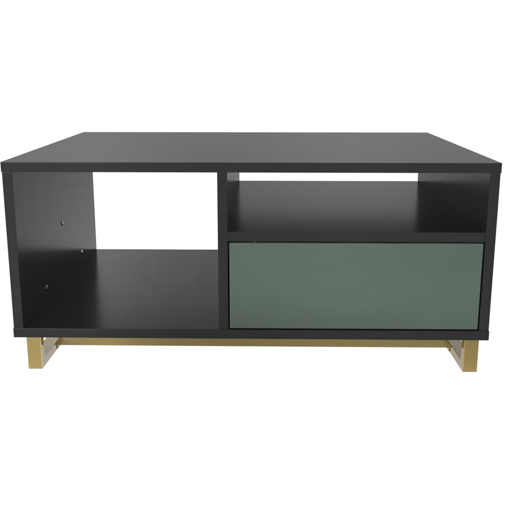Decorotika Utopie 2 Door 2 Shelf Black and Green Modern Coffee Table Image 2