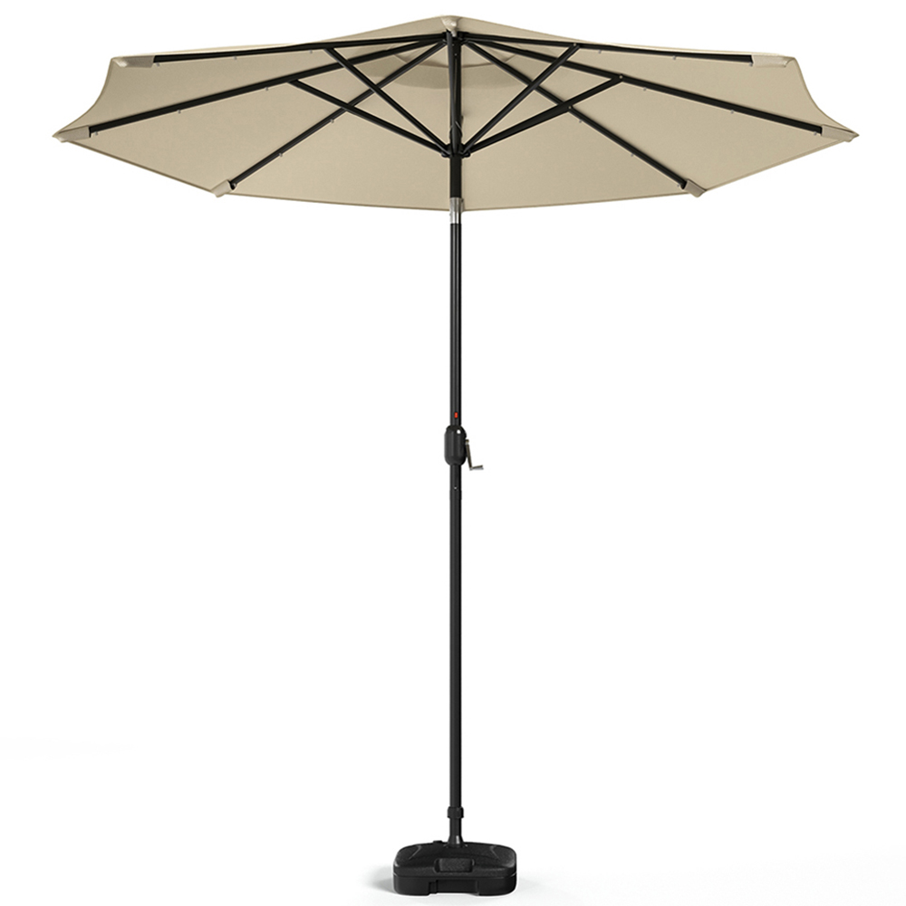 Living and Home Beige 24 Solar LED Crank and Tilt Parasol with Plastic Fillable Base 3m Image 5