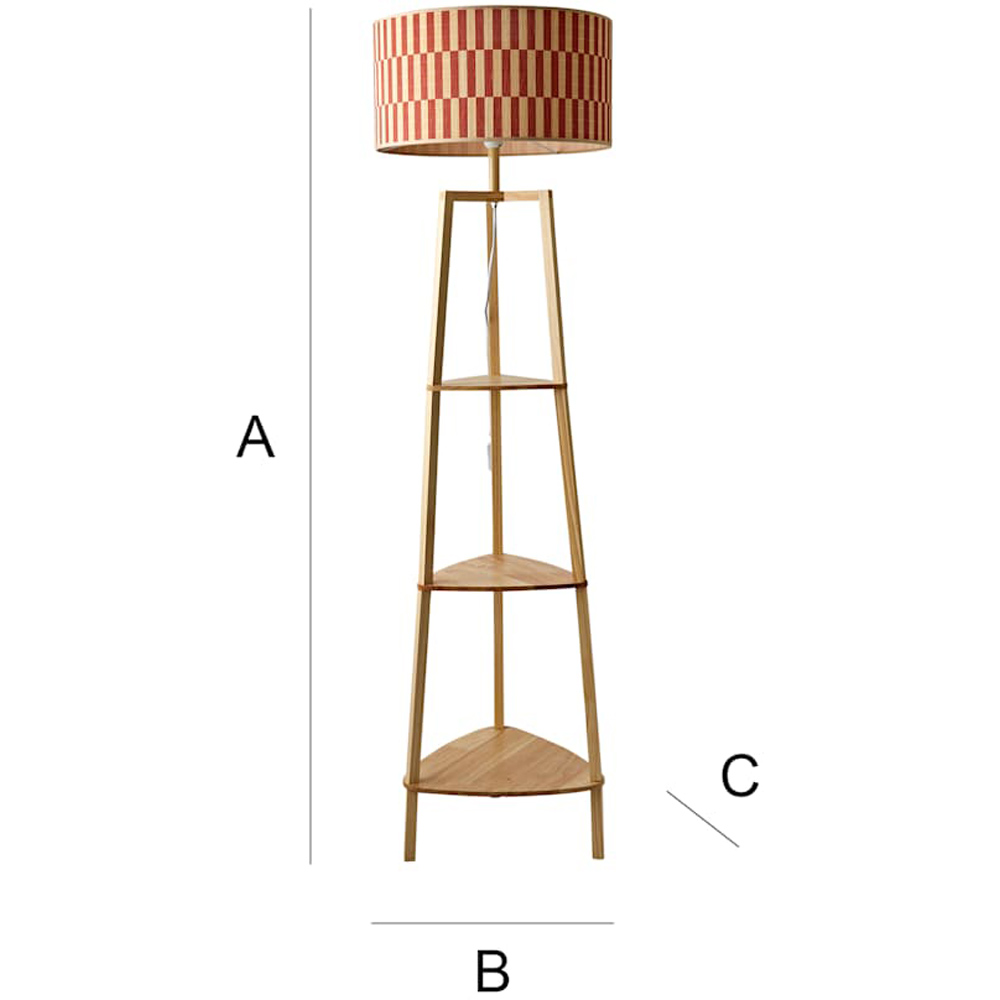 ValueLights Hiru Orange Checkerboard Bamboo Shade Shelf Tripod LED Floor Lamp with Bulb Image 7