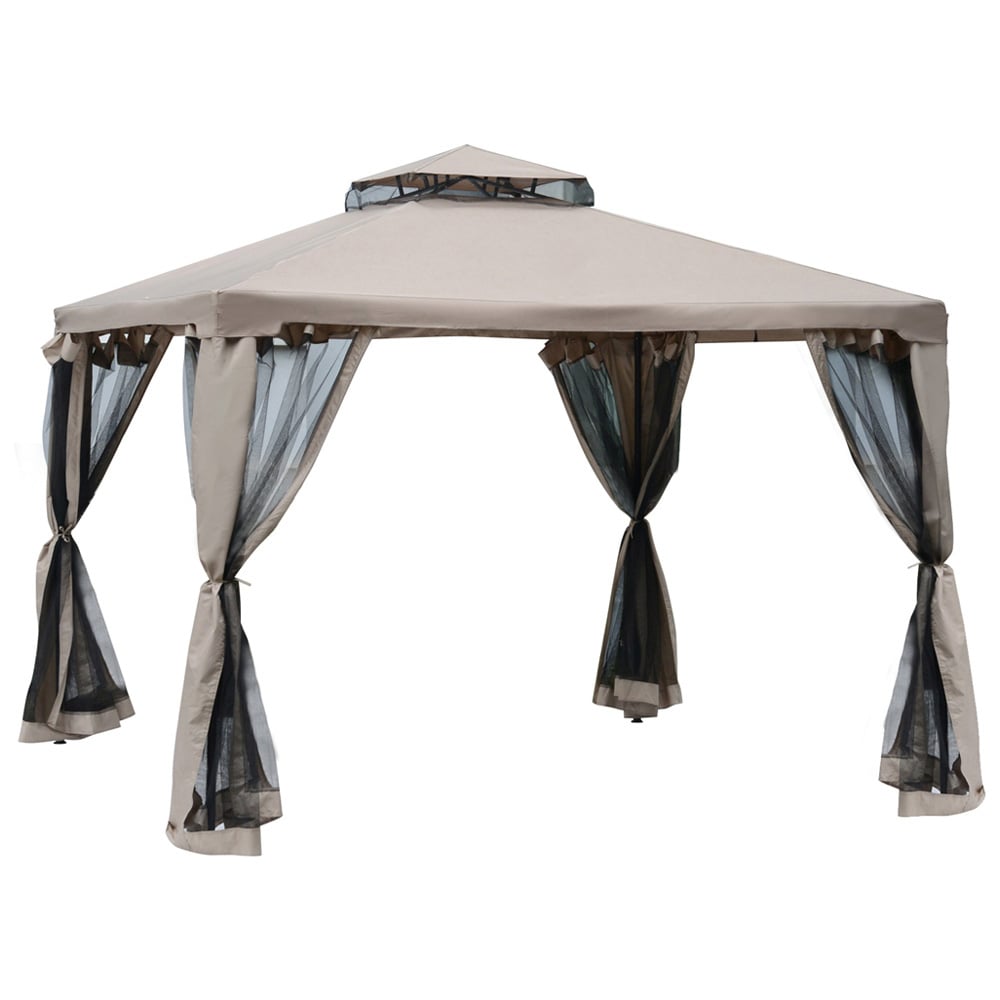3x3m Gazebo 2-tier Taupe Image 2