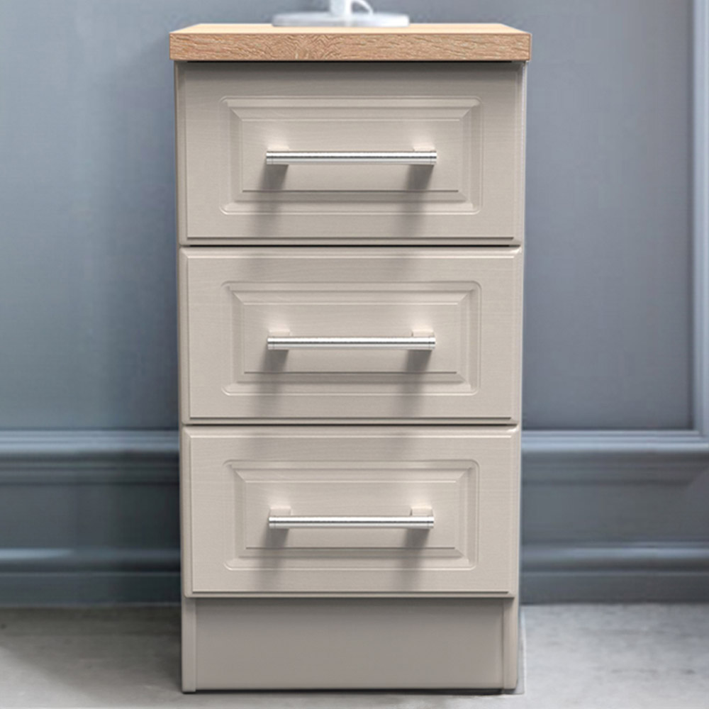 Crowndale Kent 3 Drawer Kashmir Ash and Modern Oak Bedside Table Image 1