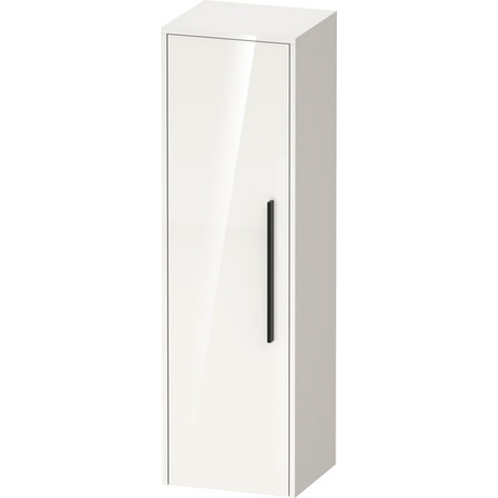 Duravit D-Code Single Left Door Gloss White Semi-Tall Cabinet with Black Handle 1320 x 400mm Image 2