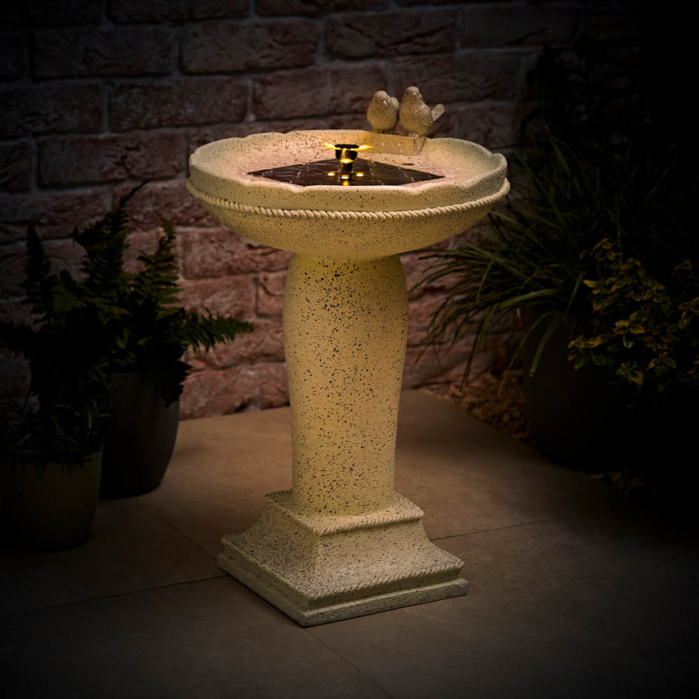 ValueLights Bird Bath Cascading Water Fountain Feature Solar Powered Outdoor Garden Light Image 2